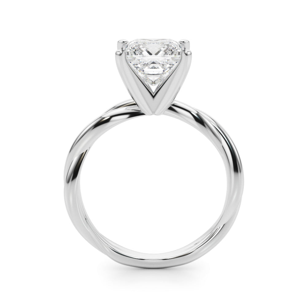 Statement Twisted Shank Engagement Ring Round Diamond Engagement Ring — 9K/18K Gold & Platinum