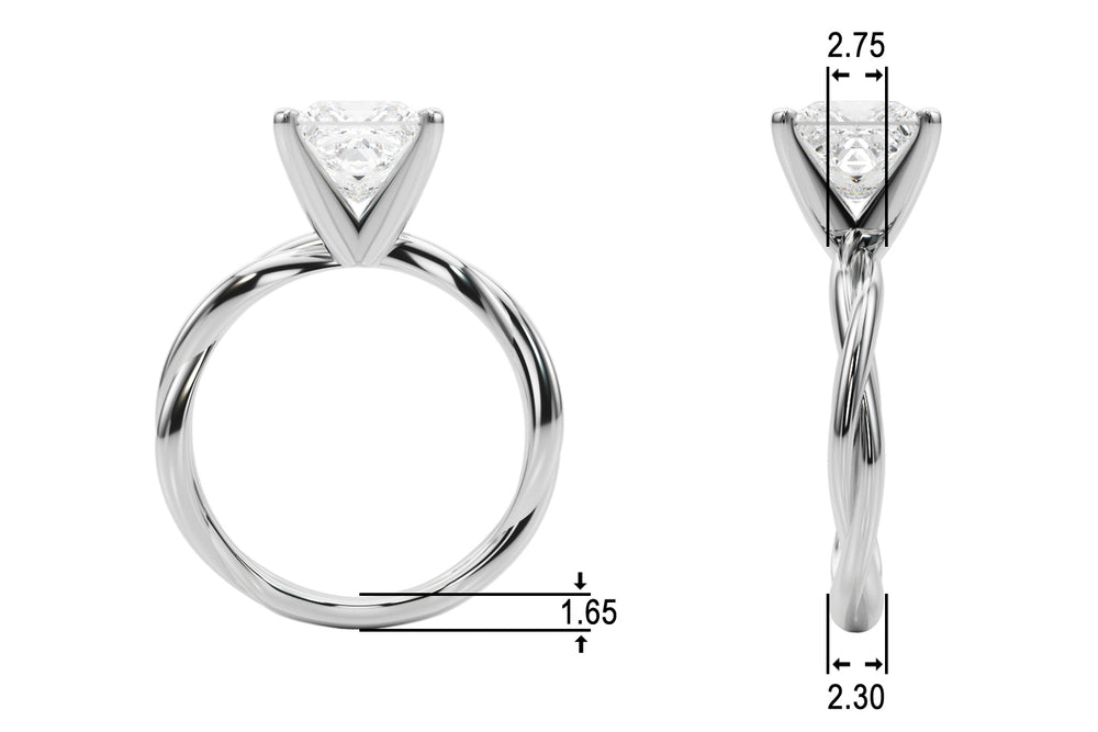 Statement Twisted Shank Engagement Ring Round Diamond Engagement Ring — 9K/18K Gold & Platinum