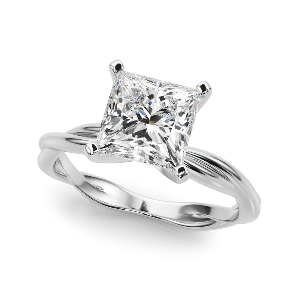 Statement Twisted Shank Engagement Ring Round Diamond Engagement Ring — 9K/18K Gold & Platinum