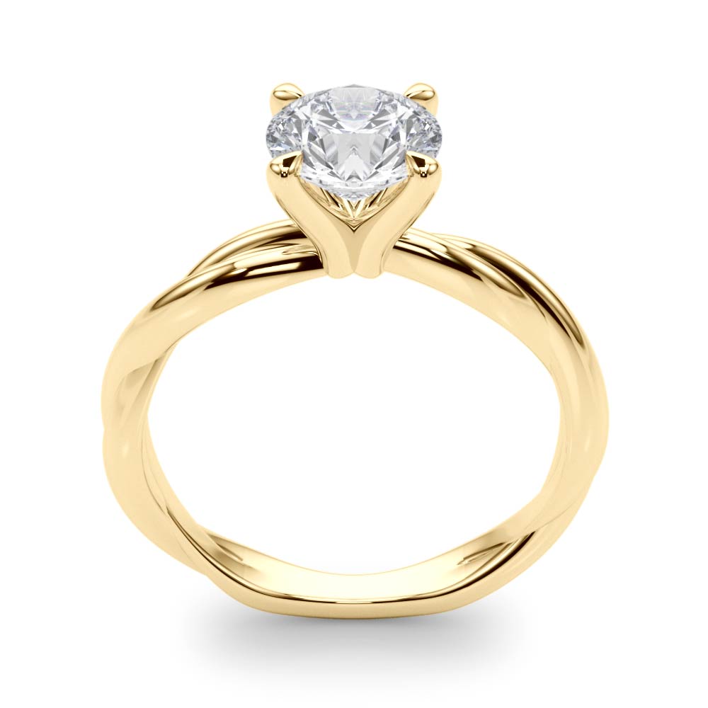 Statement Twisted Shank Engagement Ring Round Diamond Engagement Ring — 9K/18K Gold & Platinum