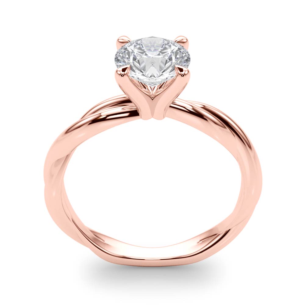Statement Twisted Shank Engagement Ring Round Diamond Engagement Ring — 9K/18K Gold & Platinum