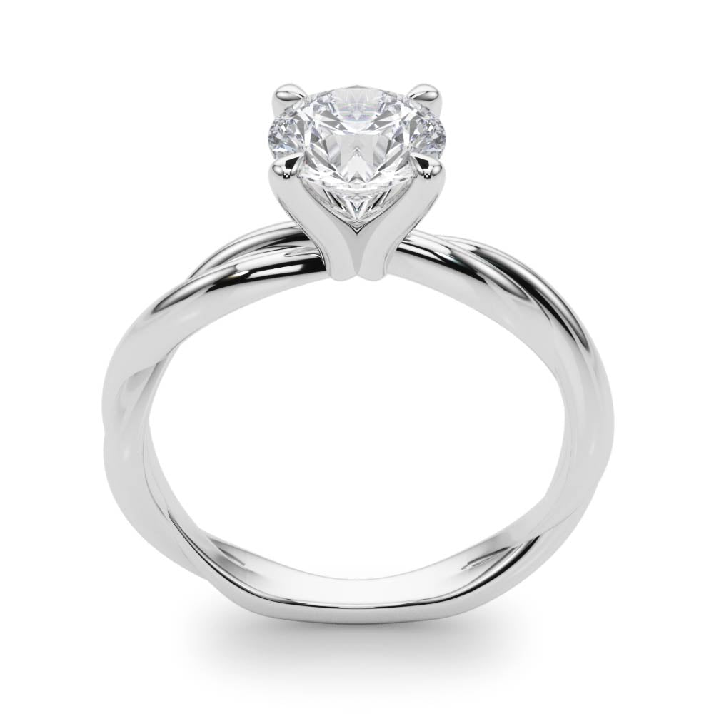 Statement Twisted Shank Engagement Ring Round Diamond Engagement Ring — 9K/18K Gold & Platinum