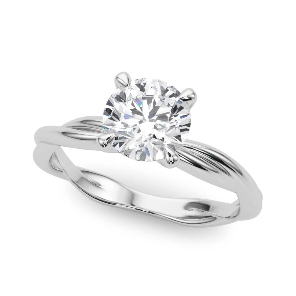 Statement Twisted Shank Engagement Ring Round Diamond Engagement Ring — 9K/18K Gold & Platinum