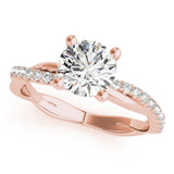 Lustrous Twisted Dia Shank Engagement Ring Round Diamond Engagement Ring — 9K/18K Gold & Platinum