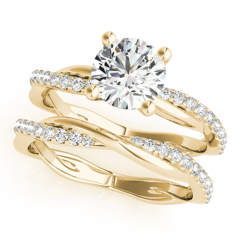 Lustrous Twisted Dia Shank Engagement Ring Round Diamond Engagement Ring — 9K/18K Gold & Platinum