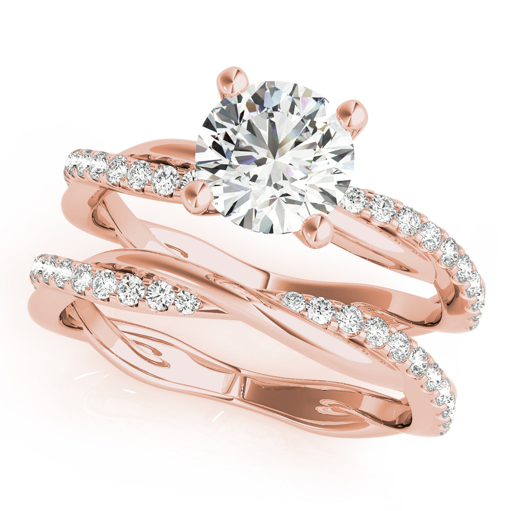 Lustrous Twisted Dia Shank Engagement Ring Round Diamond Engagement Ring — 9K/18K Gold & Platinum