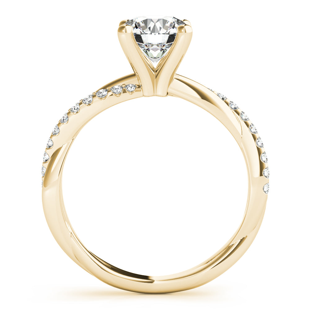 Lustrous Twisted Dia Shank Engagement Ring Round Diamond Engagement Ring — 9K/18K Gold & Platinum