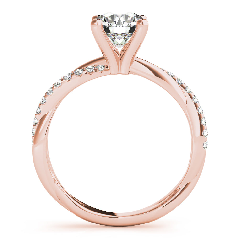 Lustrous Twisted Dia Shank Engagement Ring Round Diamond Engagement Ring — 9K/18K Gold & Platinum