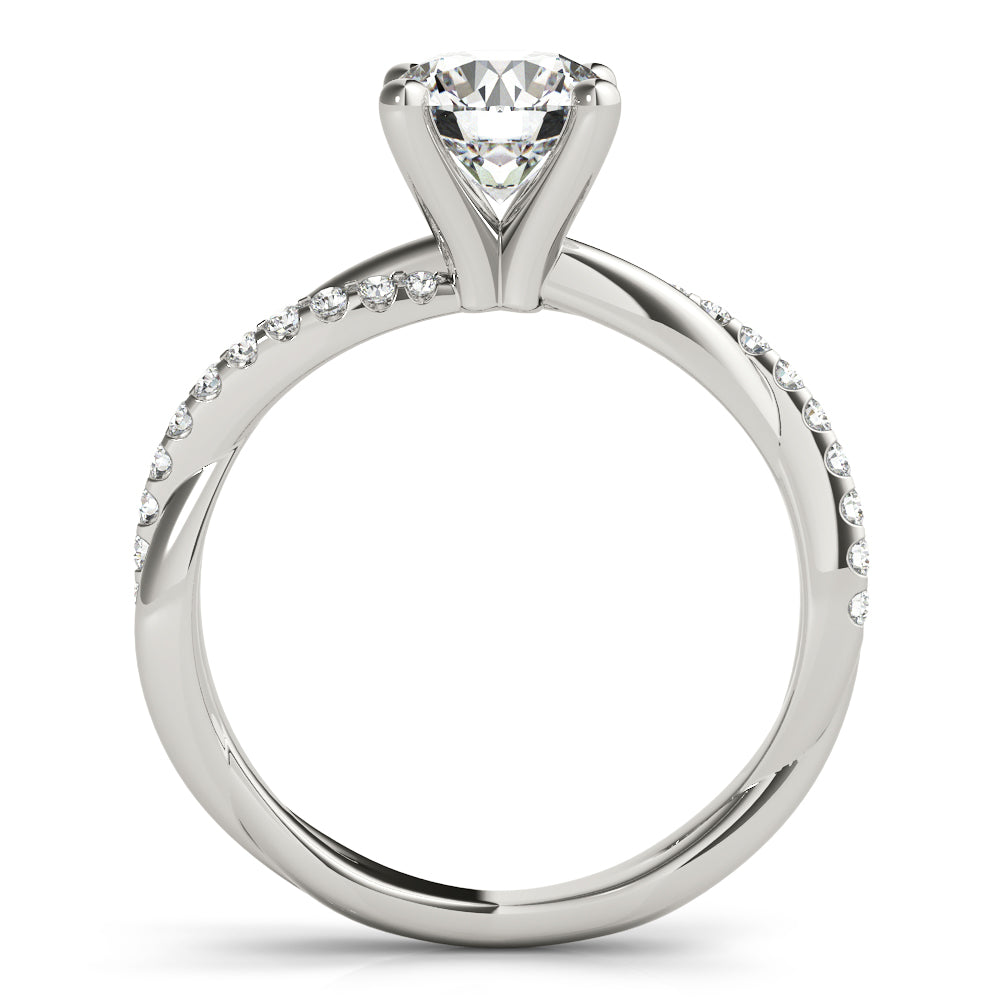 Lustrous Twisted Dia Shank Engagement Ring Round Diamond Engagement Ring — 9K/18K Gold & Platinum