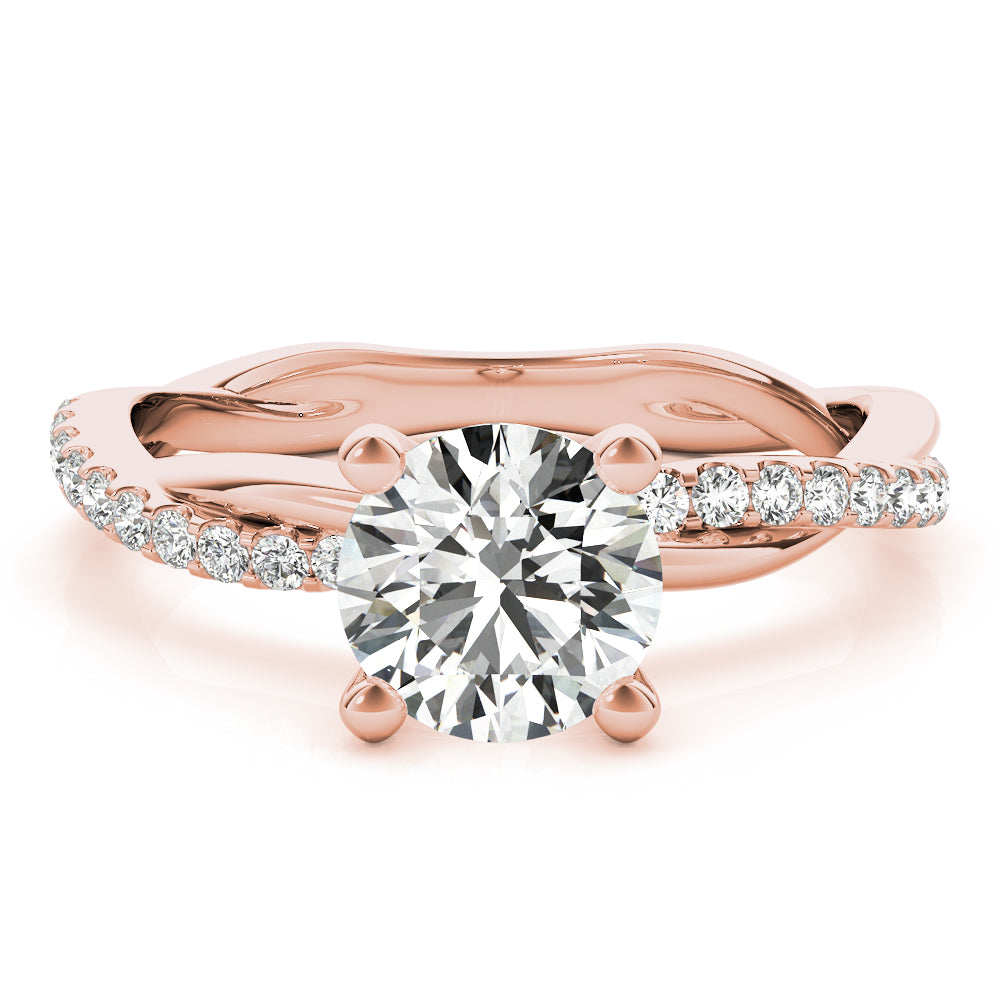 Lustrous Twisted Dia Shank Engagement Ring Round Diamond Engagement Ring — 9K/18K Gold & Platinum