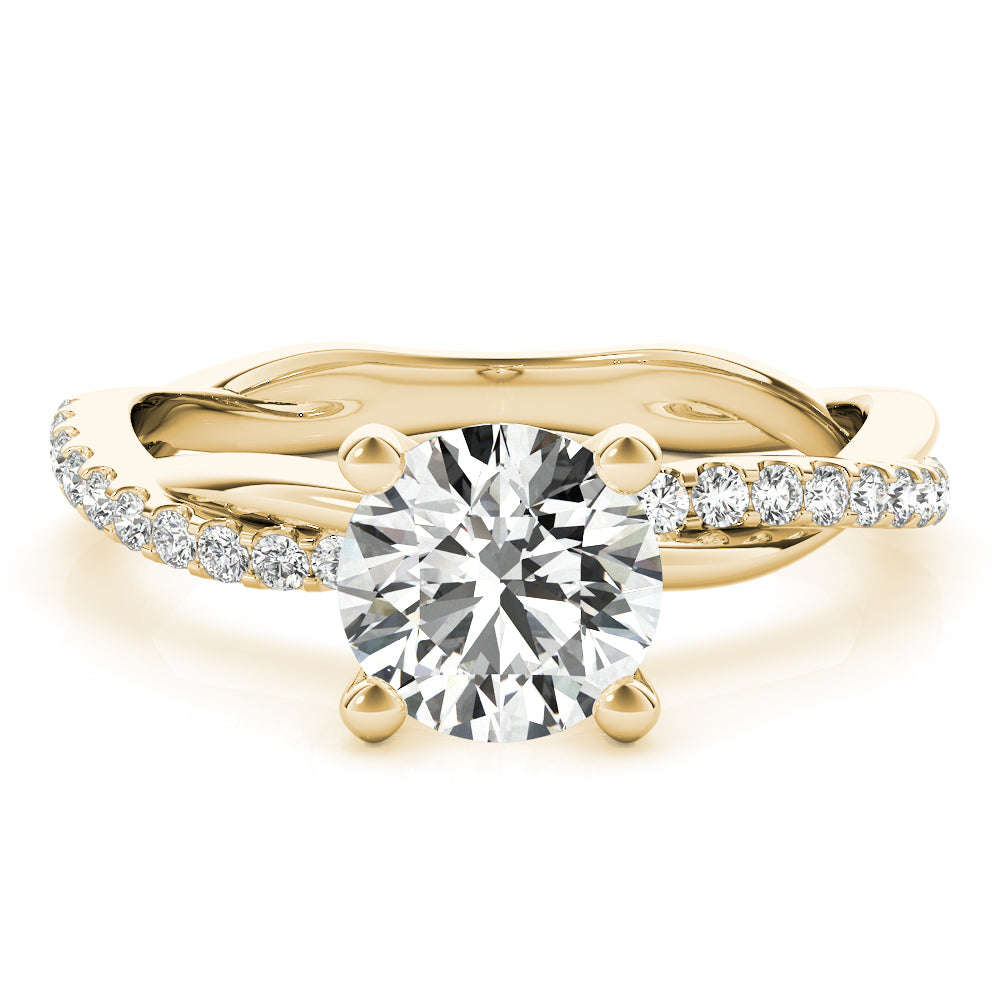 Lustrous Twisted Dia Shank Engagement Ring Round Diamond Engagement Ring — 9K/18K Gold & Platinum