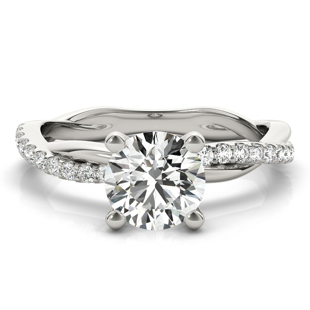 Lustrous Twisted Dia Shank Engagement Ring Round Diamond Engagement Ring — 9K/18K Gold & Platinum