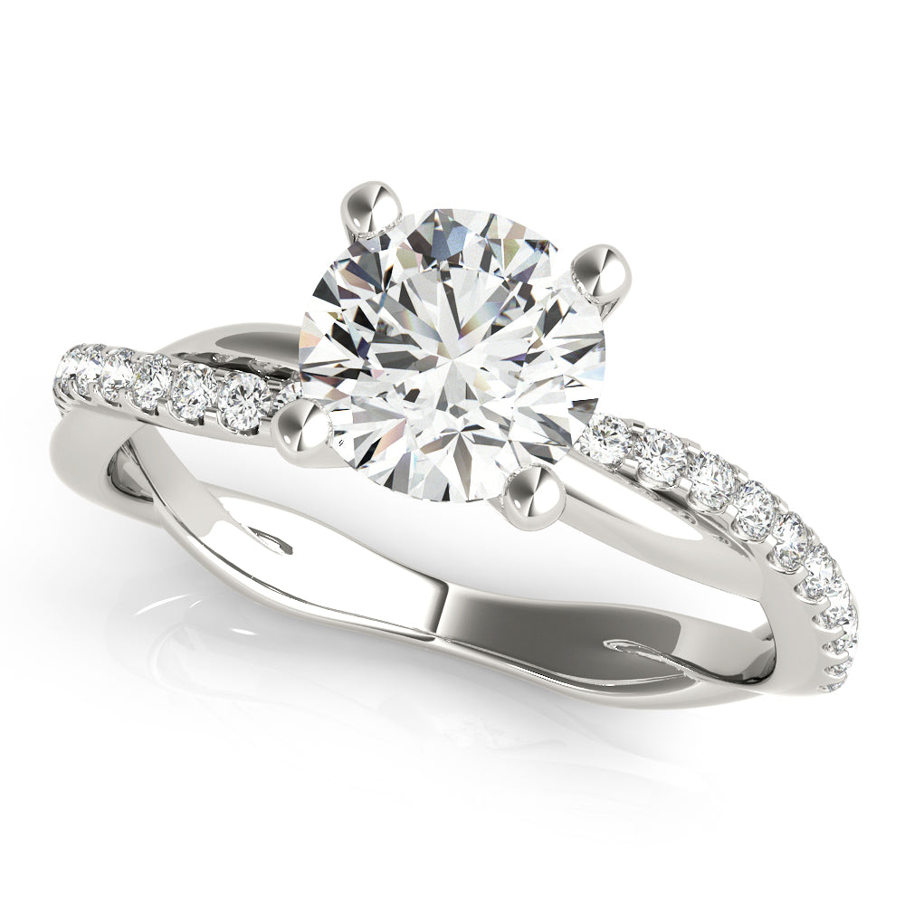 Lustrous Twisted Dia Shank Engagement Ring Round Diamond Engagement Ring — 9K/18K Gold & Platinum