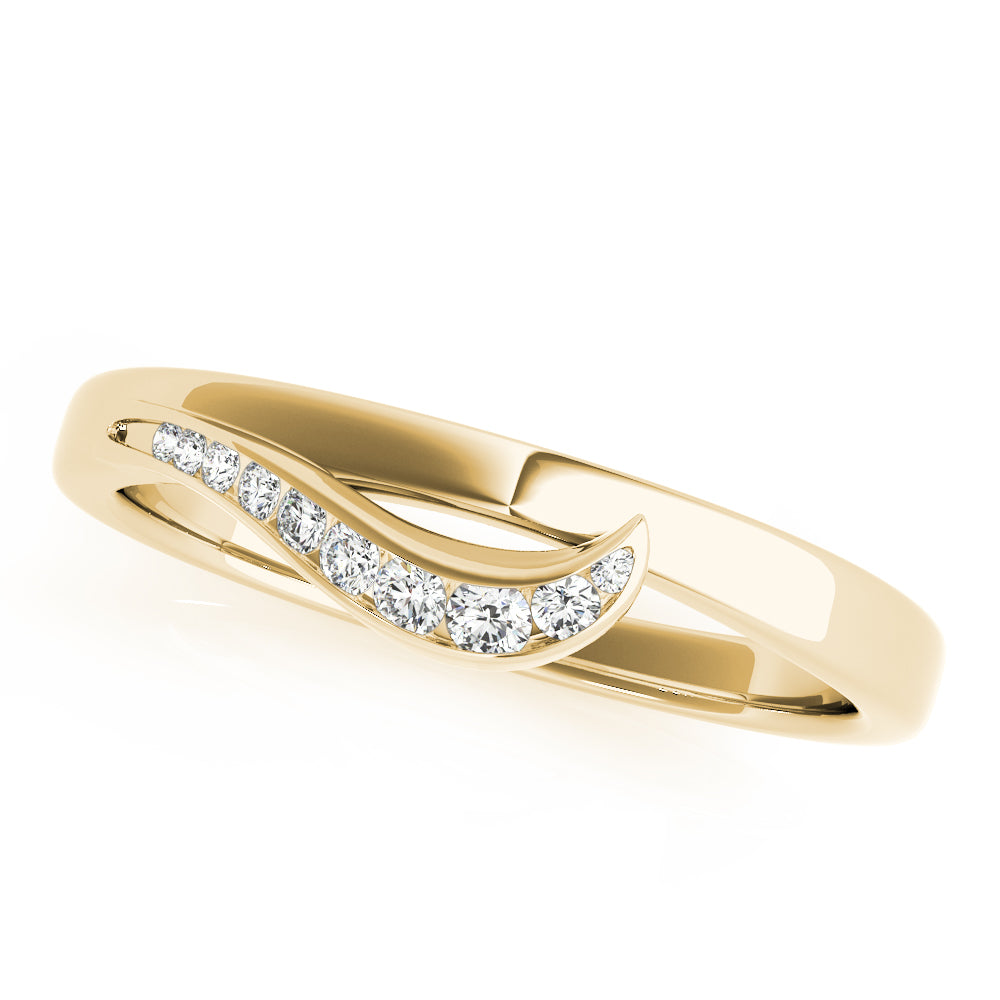 Channel Set Curved Half Eternity Ring in Gold & Platinum
