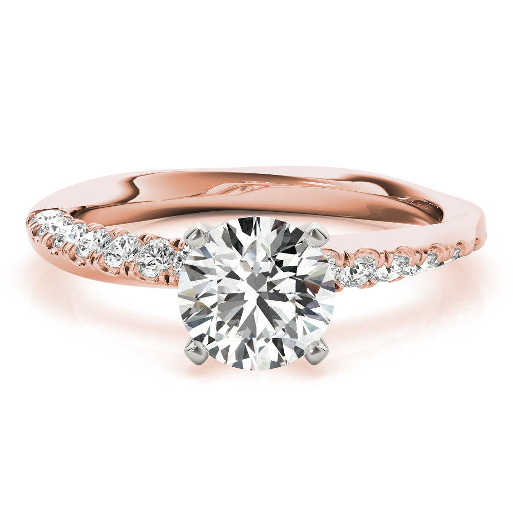 Bespoke Split Prongs Round Diamond Engagement Ring — 9K/18K Gold & Platinum