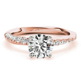 Bespoke Split Prongs Round Diamond Engagement Ring — 9K/18K Gold & Platinum