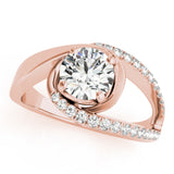 Dazzling Bypass Euro Shank Round Diamond Engagement Ring — 9K/18K Gold & Platinum