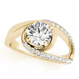 Dazzling Bypass Euro Shank Round Diamond Engagement Ring — 9K/18K Gold & Platinum
