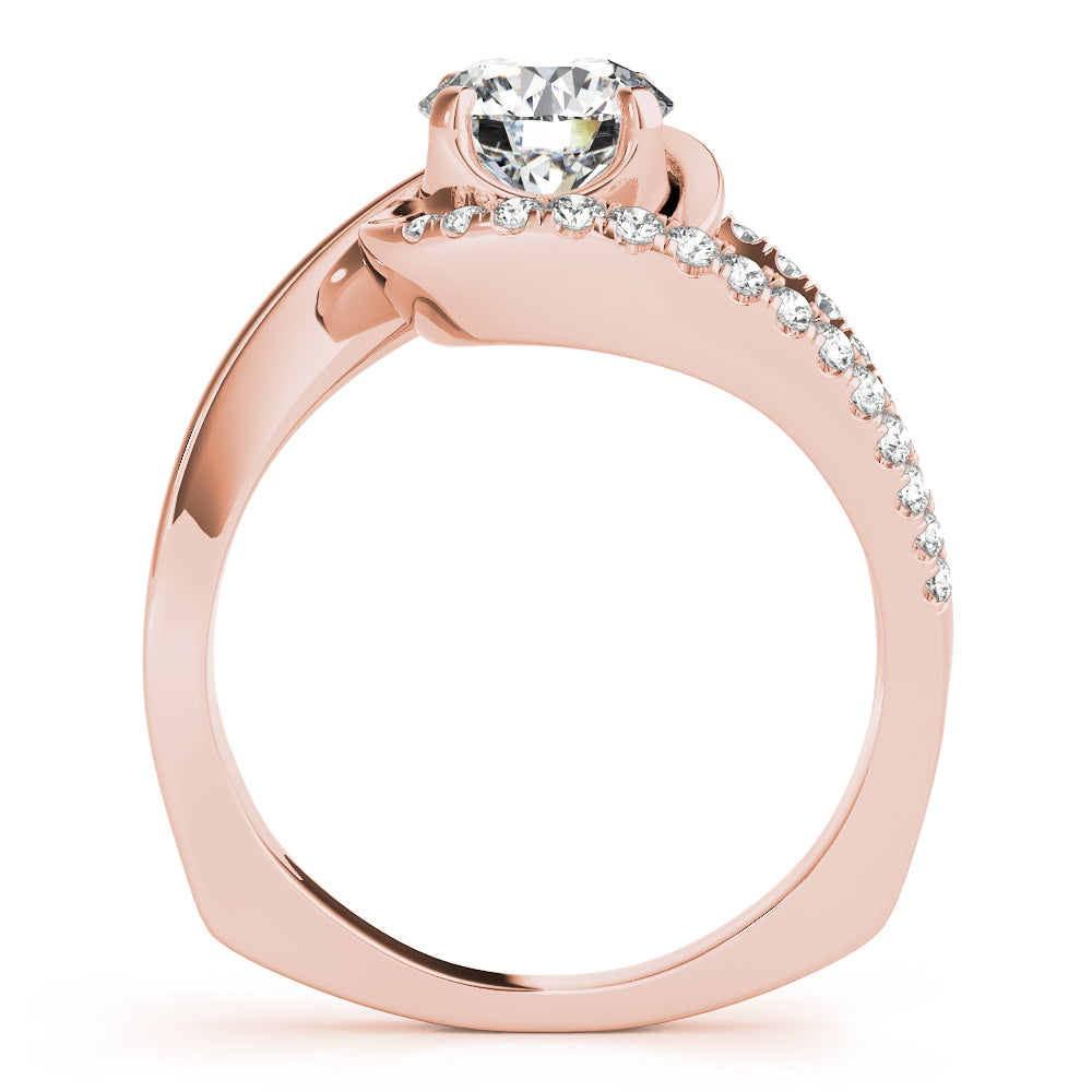 Dazzling Bypass Euro Shank Round Diamond Engagement Ring — 9K/18K Gold & Platinum