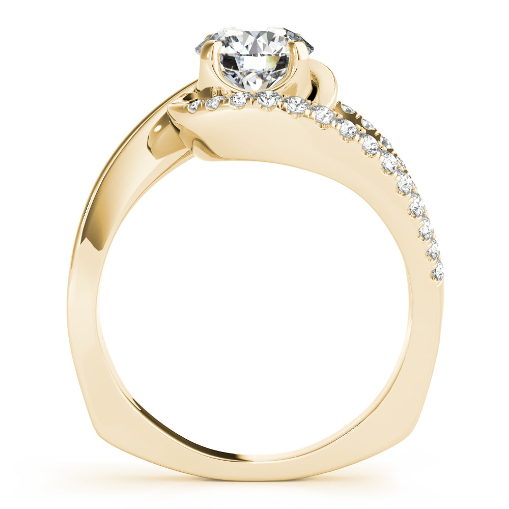 Dazzling Bypass Euro Shank Round Diamond Engagement Ring — 9K/18K Gold & Platinum