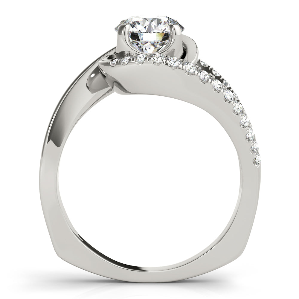 Dazzling Bypass Euro Shank Round Diamond Engagement Ring — 9K/18K Gold & Platinum