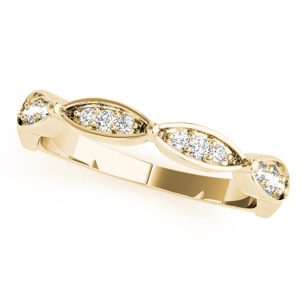 Scalloped Marquise Half Eternity Ring in Gold & Platinum