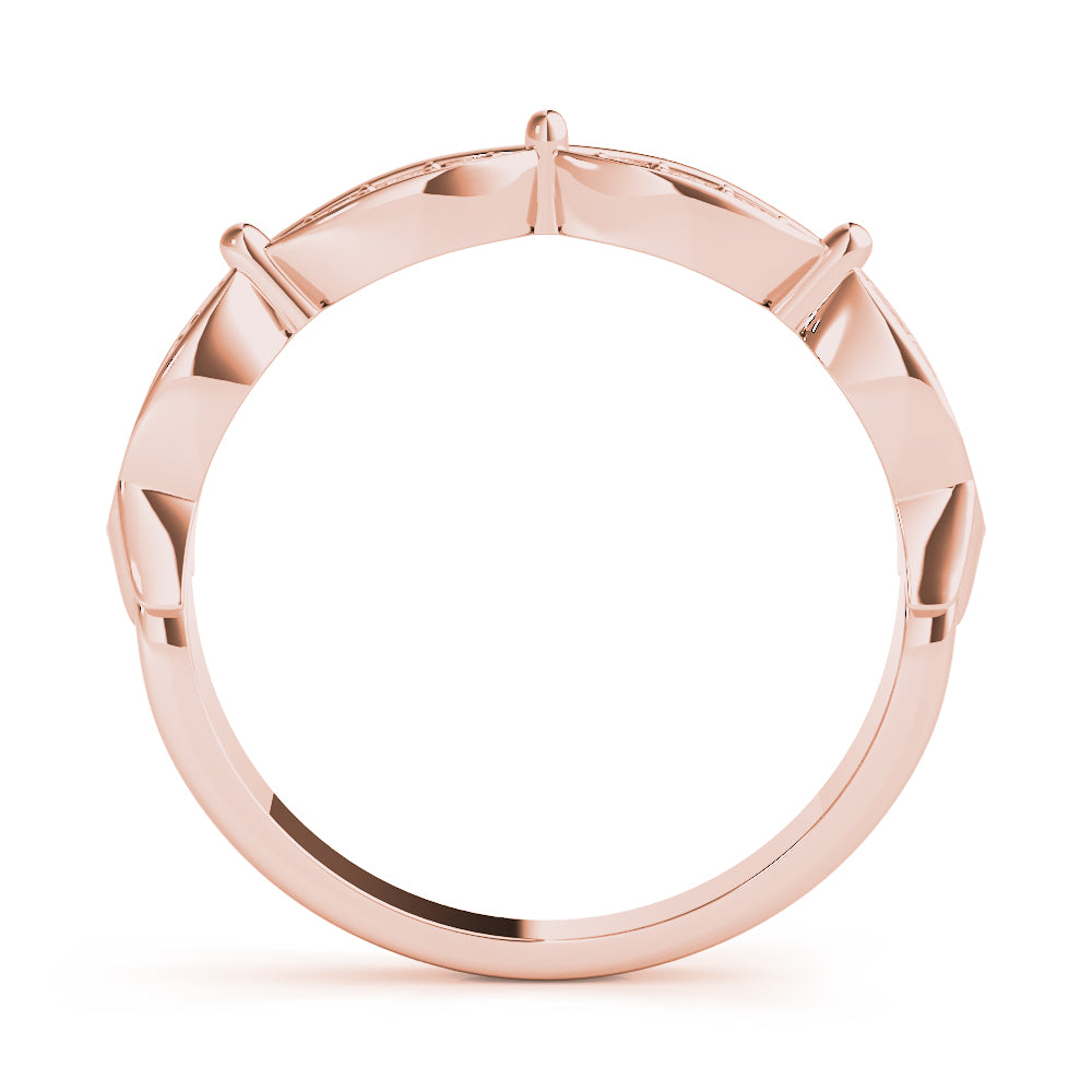 Scalloped Marquise Half Eternity Ring in Gold & Platinum