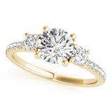 Exquisite Three-Stone Engagement Ring Round Diamond Engagement Ring — 9K/18K Gold & Platinum