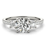Exquisite Three-Stone Engagement Ring Round Diamond Engagement Ring — 9K/18K Gold & Platinum