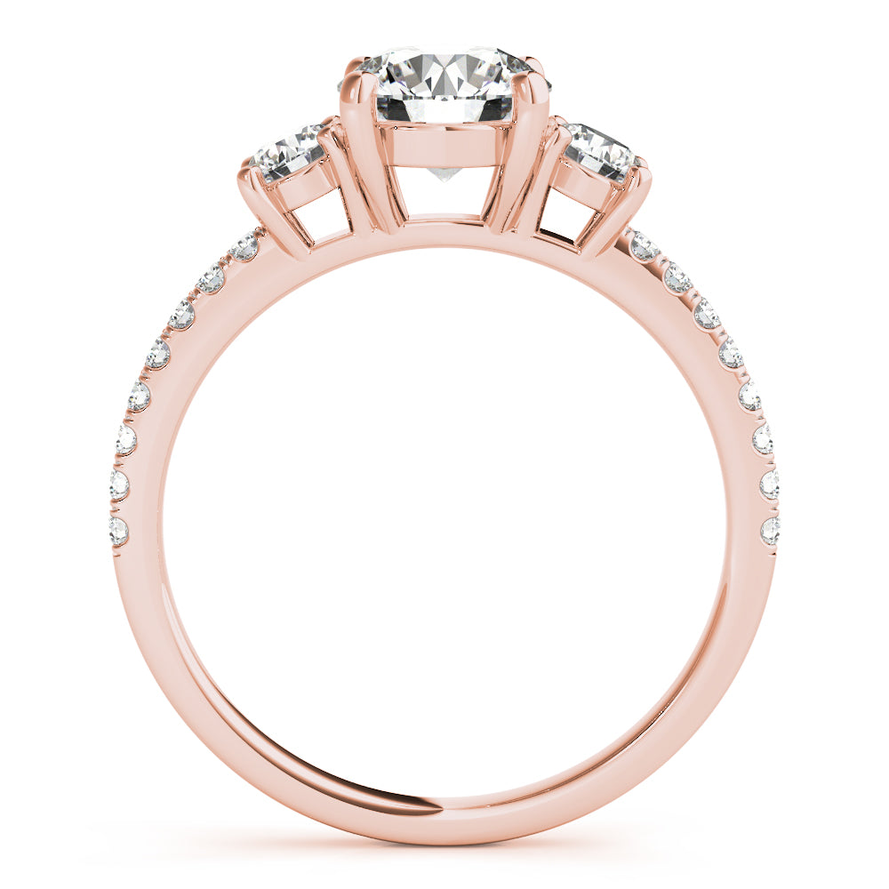 Exquisite Three-Stone Engagement Ring Round Diamond Engagement Ring — 9K/18K Gold & Platinum