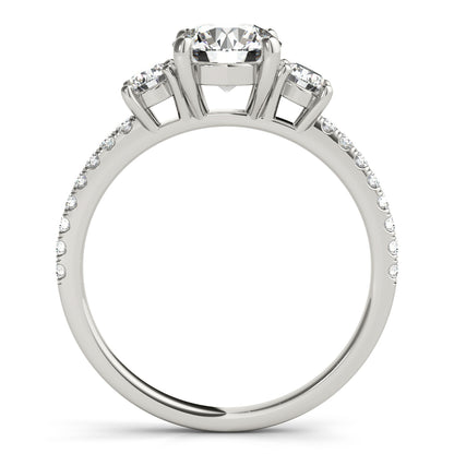 Diamond ring with a central gemstone and smaller stones 