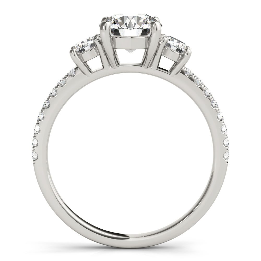 Exquisite Three-Stone Engagement Ring Round Diamond Engagement Ring — 9K/18K Gold & Platinum