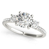 Exquisite Three-Stone Engagement Ring Round Diamond Engagement Ring — 9K/18K Gold & Platinum