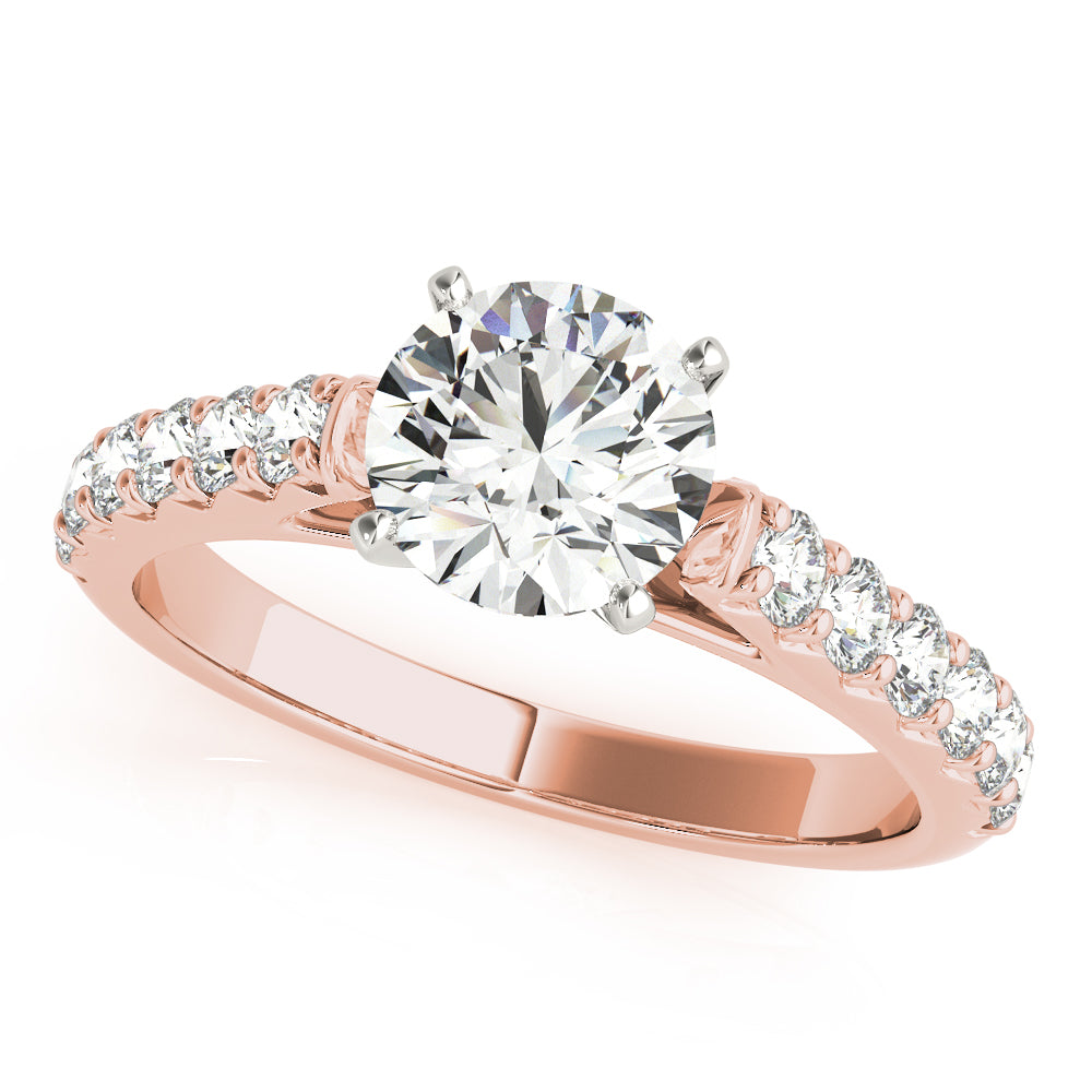 Regal Catherdal Semi-Mount Round Diamond Engagement Ring — 9K/18K Gold & Platinum