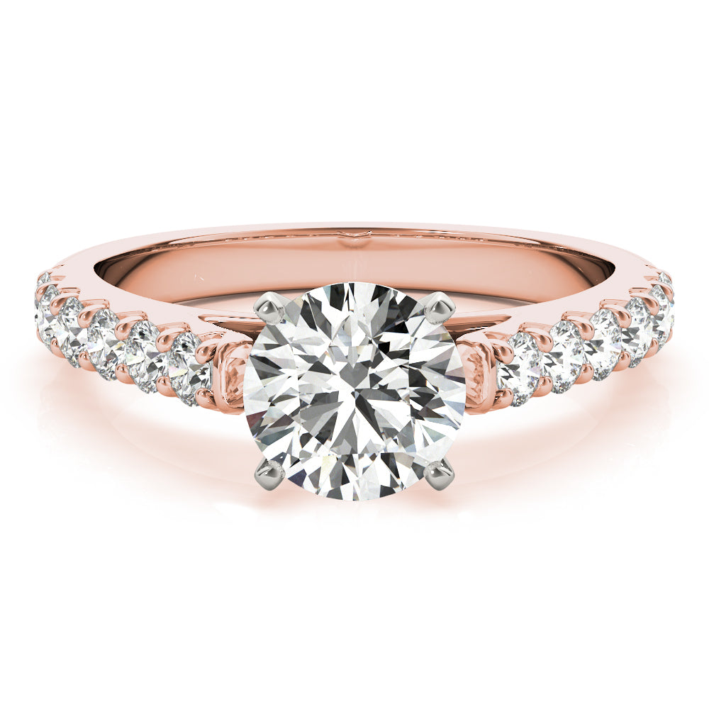 Regal Catherdal Semi-Mount Round Diamond Engagement Ring — 9K/18K Gold & Platinum