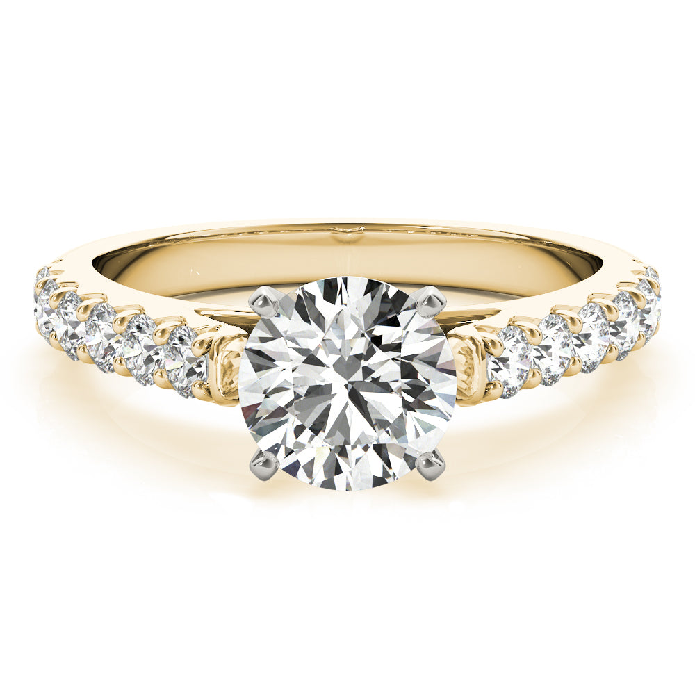 Regal Catherdal Semi-Mount Round Diamond Engagement Ring — 9K/18K Gold & Platinum