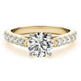 Regal Catherdal Semi-Mount Round Diamond Engagement Ring — 9K/18K Gold & Platinum