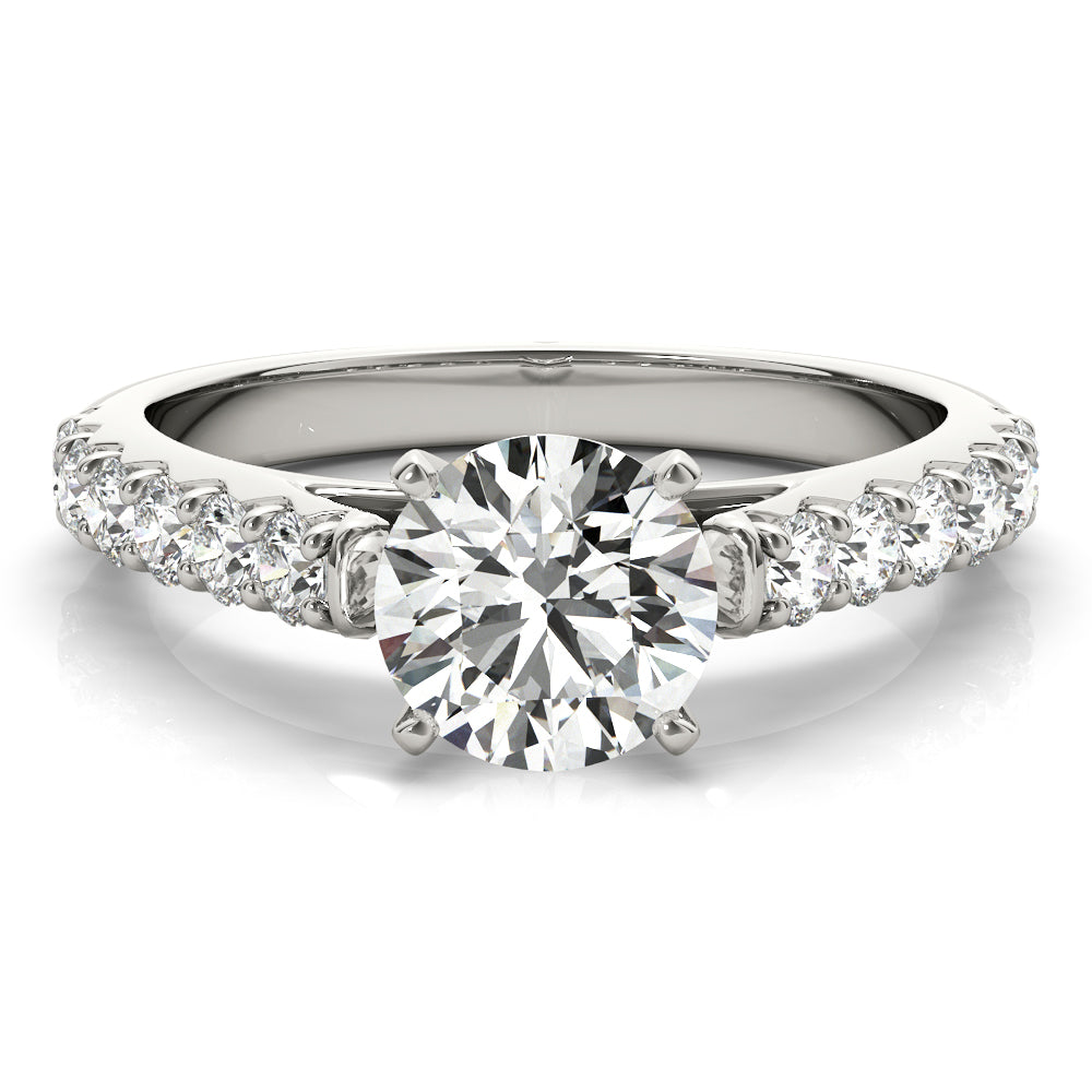 Regal Catherdal Semi-Mount Round Diamond Engagement Ring — 9K/18K Gold & Platinum