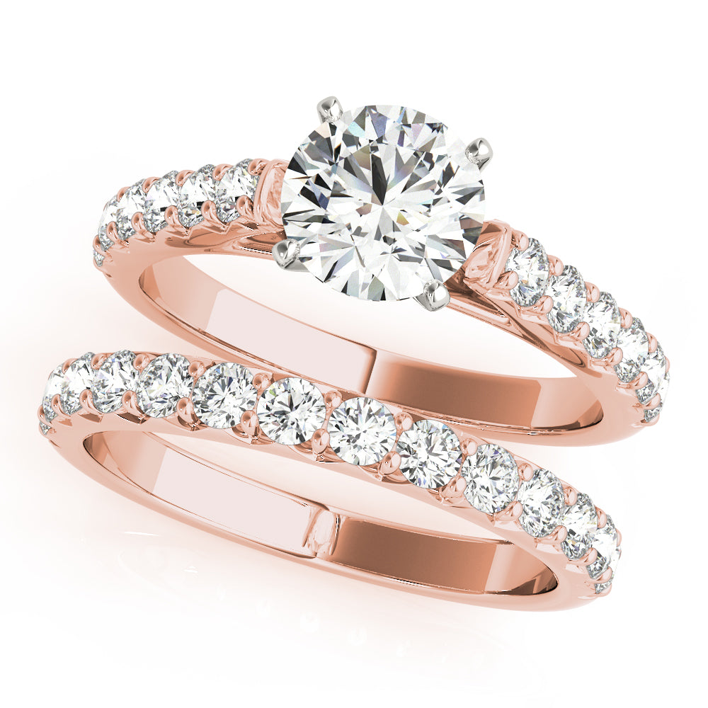 Regal Catherdal Semi-Mount Round Diamond Engagement Ring — 9K/18K Gold & Platinum