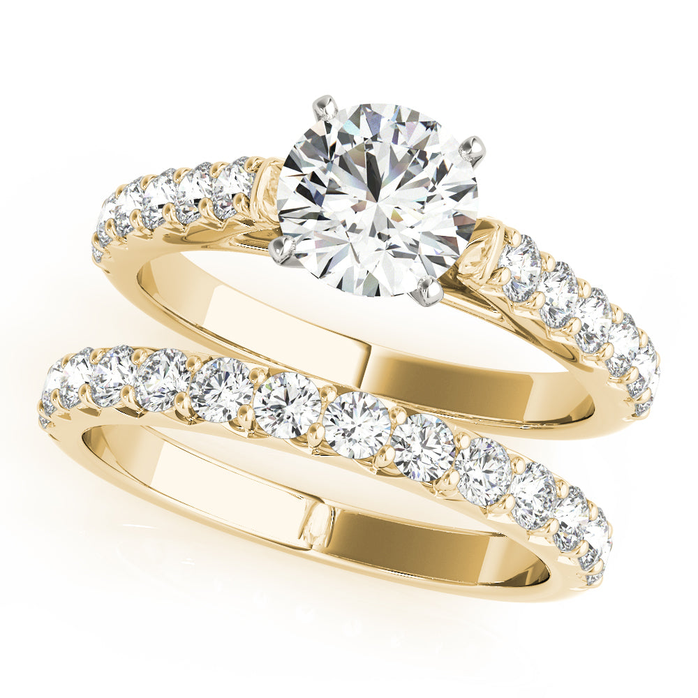 Regal Catherdal Semi-Mount Round Diamond Engagement Ring — 9K/18K Gold & Platinum