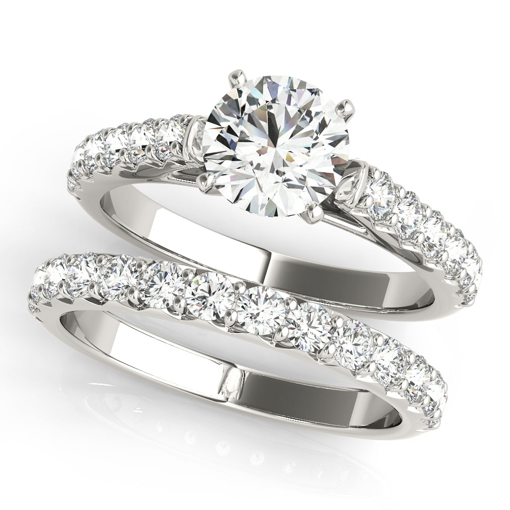 Regal Catherdal Semi-Mount Round Diamond Engagement Ring — 9K/18K Gold & Platinum