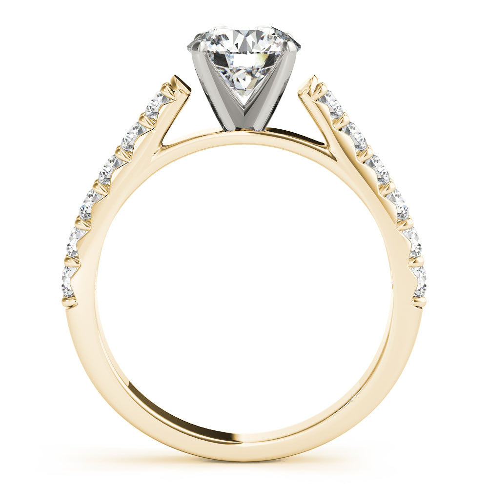 Regal Catherdal Semi-Mount Round Diamond Engagement Ring — 9K/18K Gold & Platinum