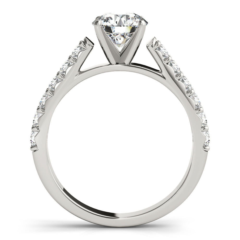 Regal Catherdal Semi-Mount Round Diamond Engagement Ring — 9K/18K Gold & Platinum