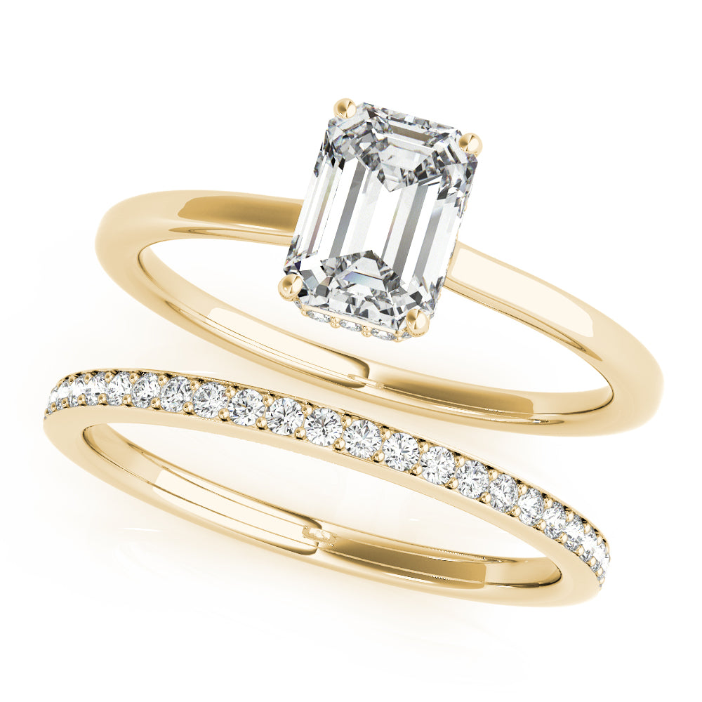 Lustrous Cut Emerald Diamond Engagement Ring — 9K/18K Gold & Platinum