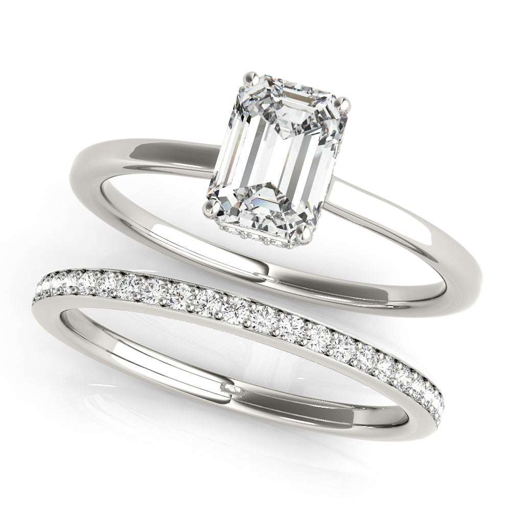 Lustrous Cut Emerald Diamond Engagement Ring — 9K/18K Gold & Platinum