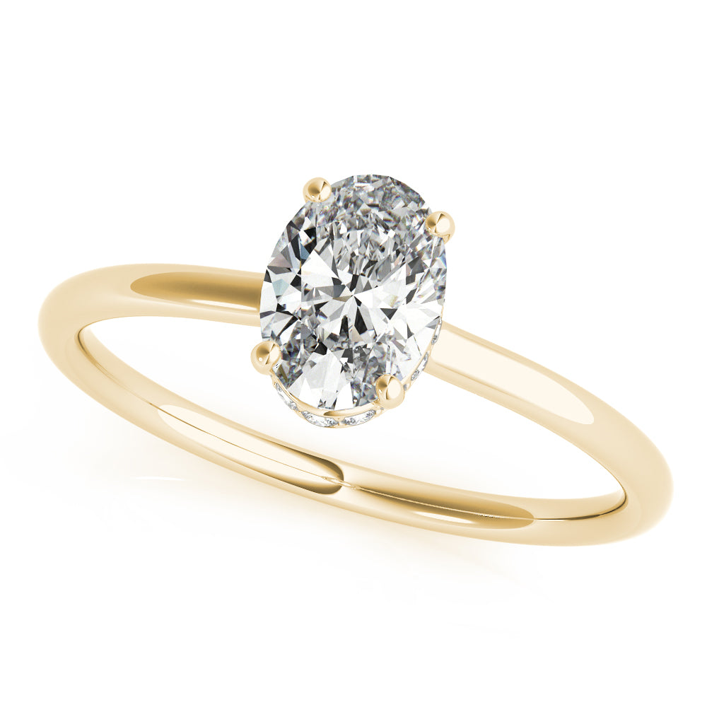 Opulent Sidestone Oval Diamond Engagement Ring — 9K/18K Gold & Platinum