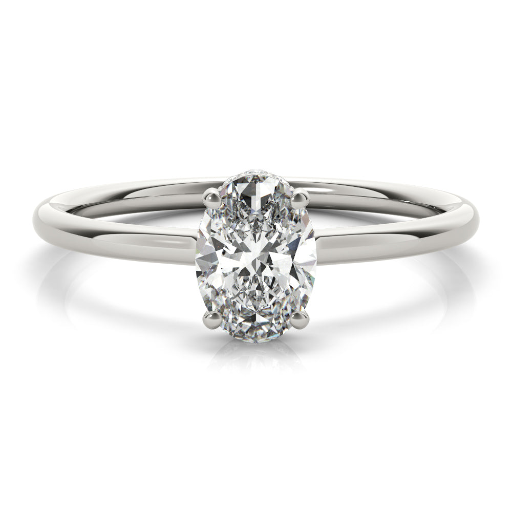 Opulent Sidestone Oval Diamond Engagement Ring — 9K/18K Gold & Platinum