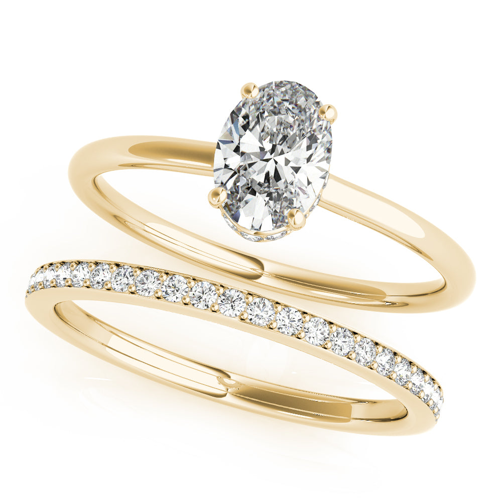 Opulent Sidestone Oval Diamond Engagement Ring — 9K/18K Gold & Platinum