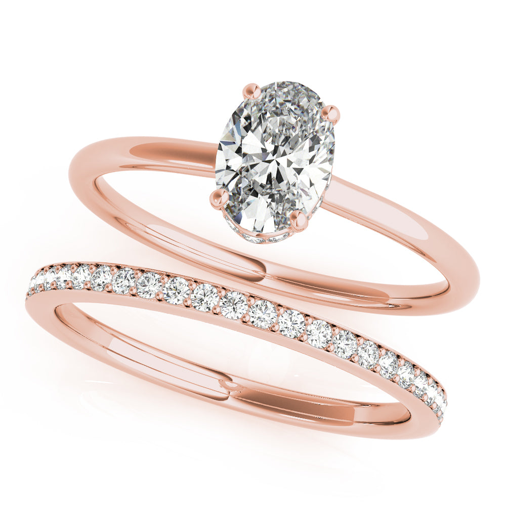 Opulent Sidestone Oval Diamond Engagement Ring — 9K/18K Gold & Platinum