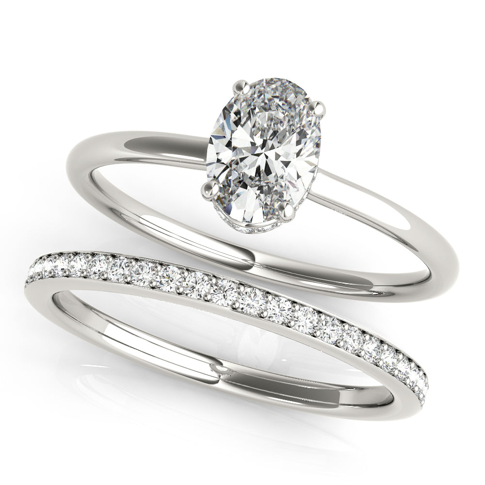 Opulent Sidestone Oval Diamond Engagement Ring — 9K/18K Gold & Platinum